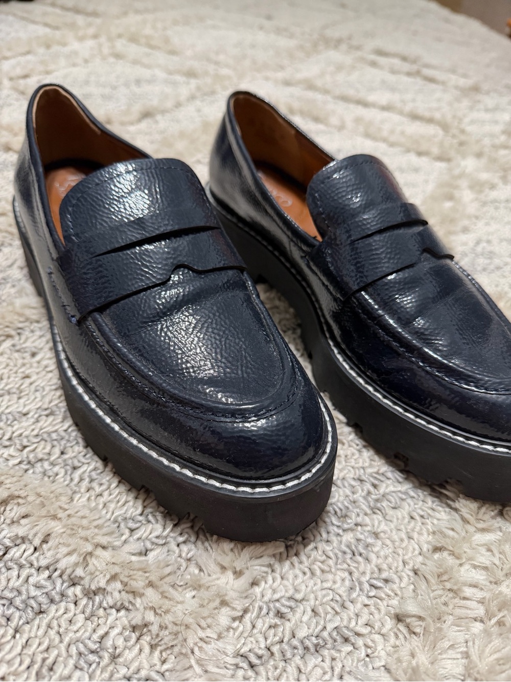Franco Sarto Black Textured Leather Penny Loafers